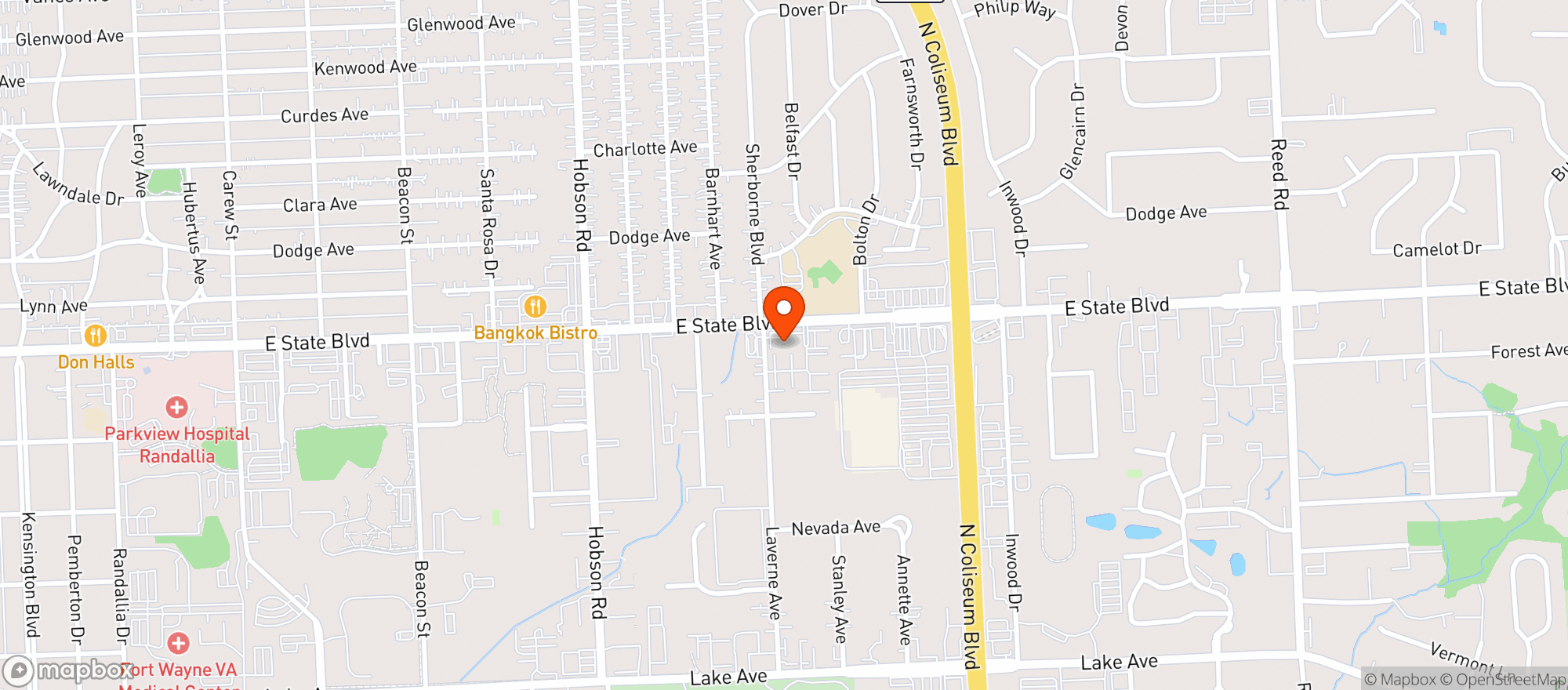 Map showing Door Dash