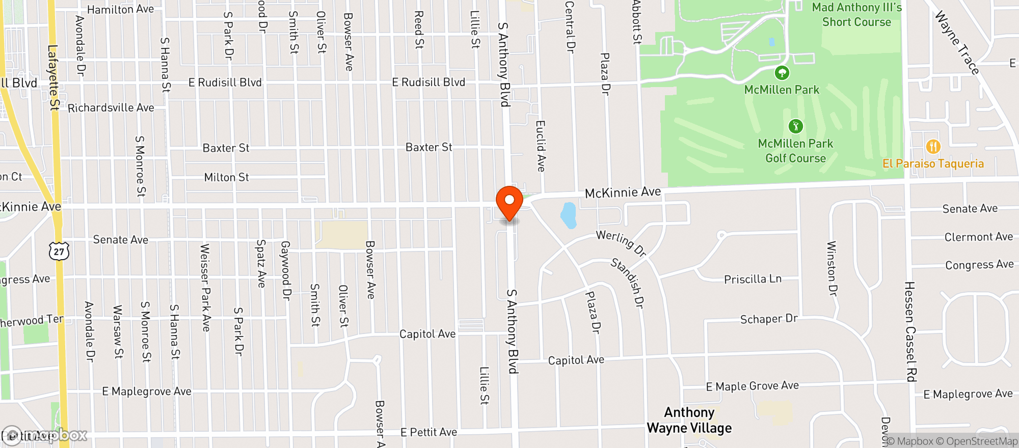 Map showing Belmont Beverage