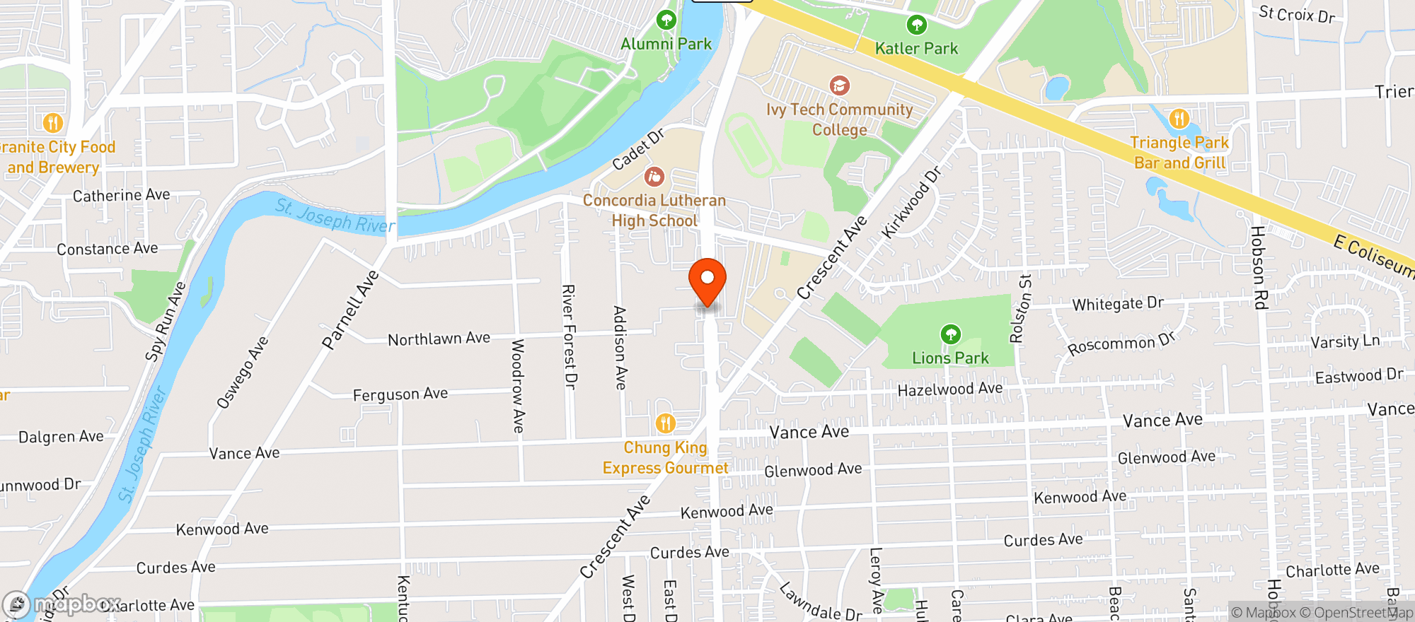 Map showing Belmont Beverage