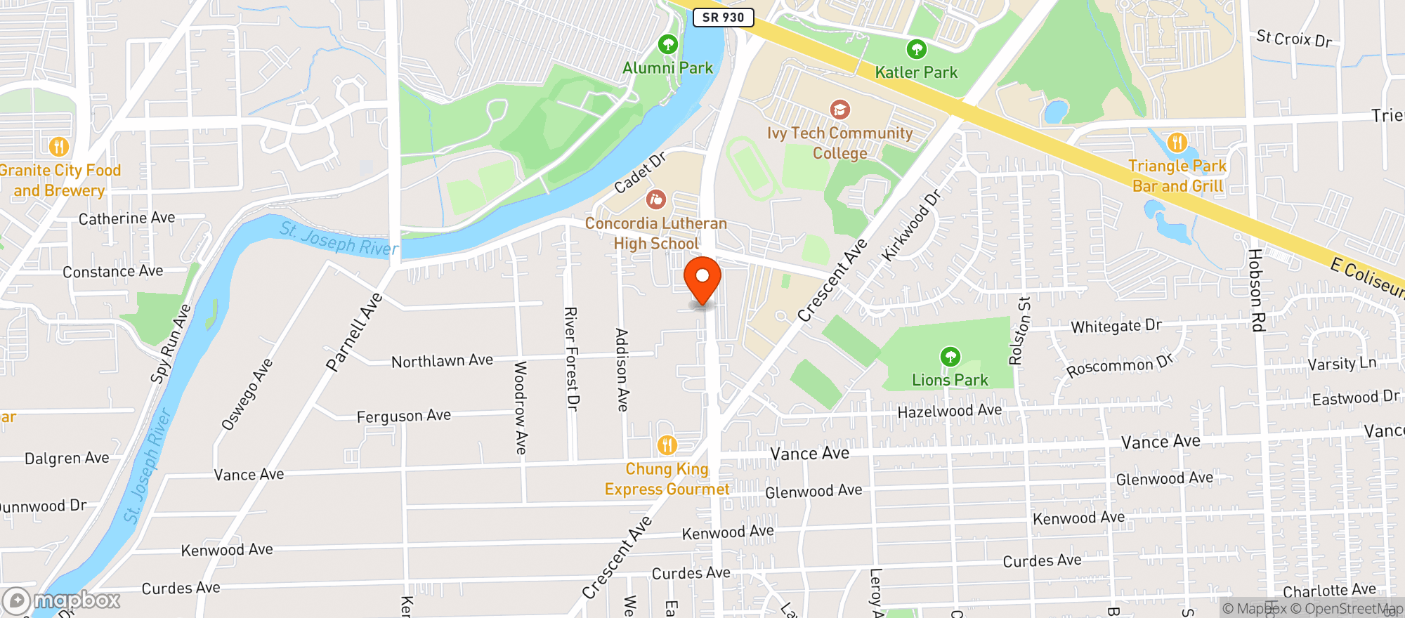 Map showing Old Crown Coffee Roasters