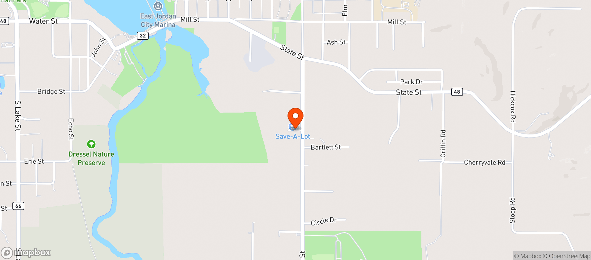 Map showing Ez Mart #401