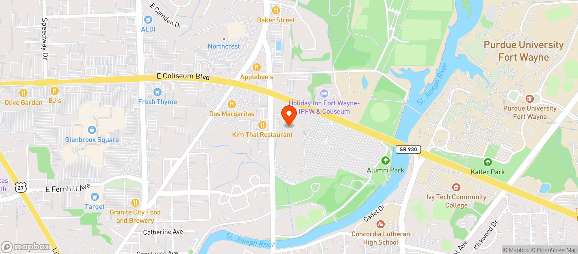 Map showing ALLEN COUNTY WAR MEMORIAL COLISEUM
