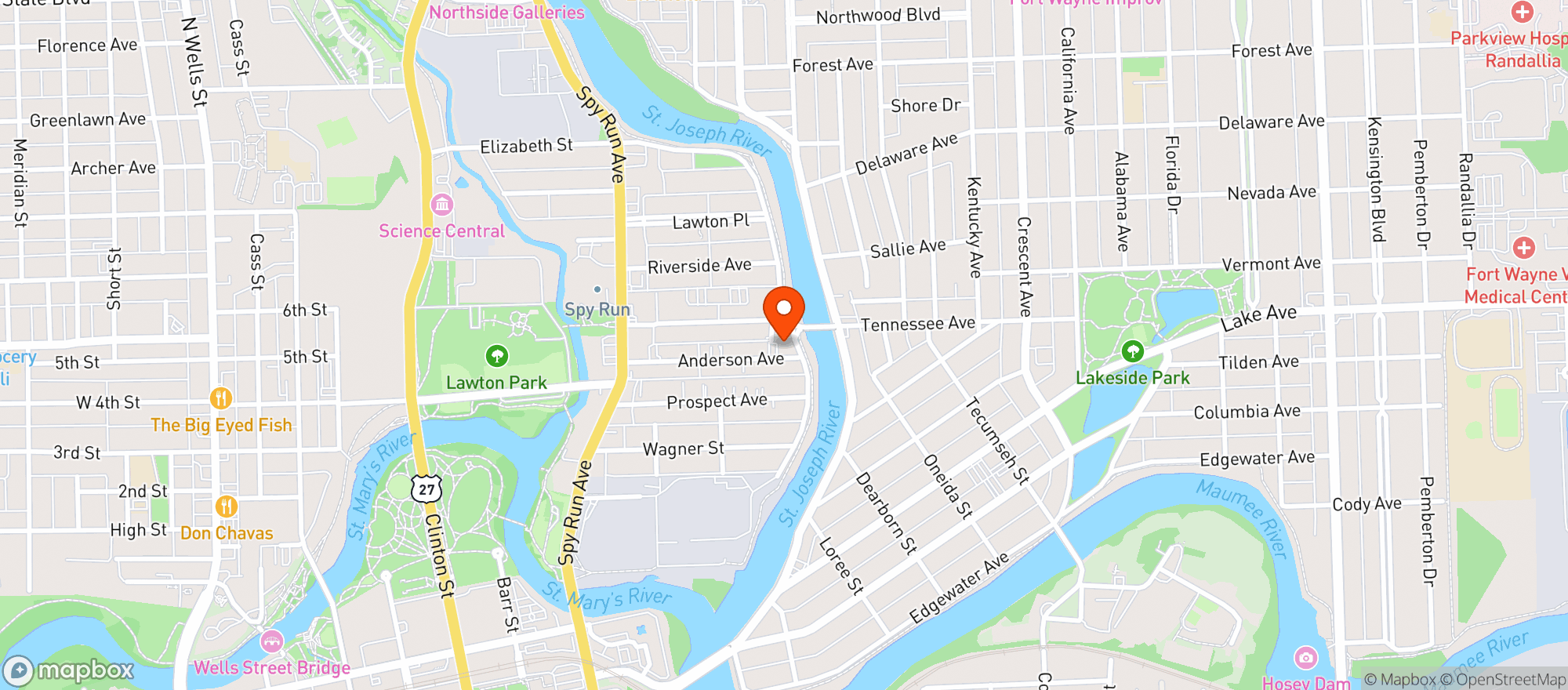 Map showing St Joe Athletic Club