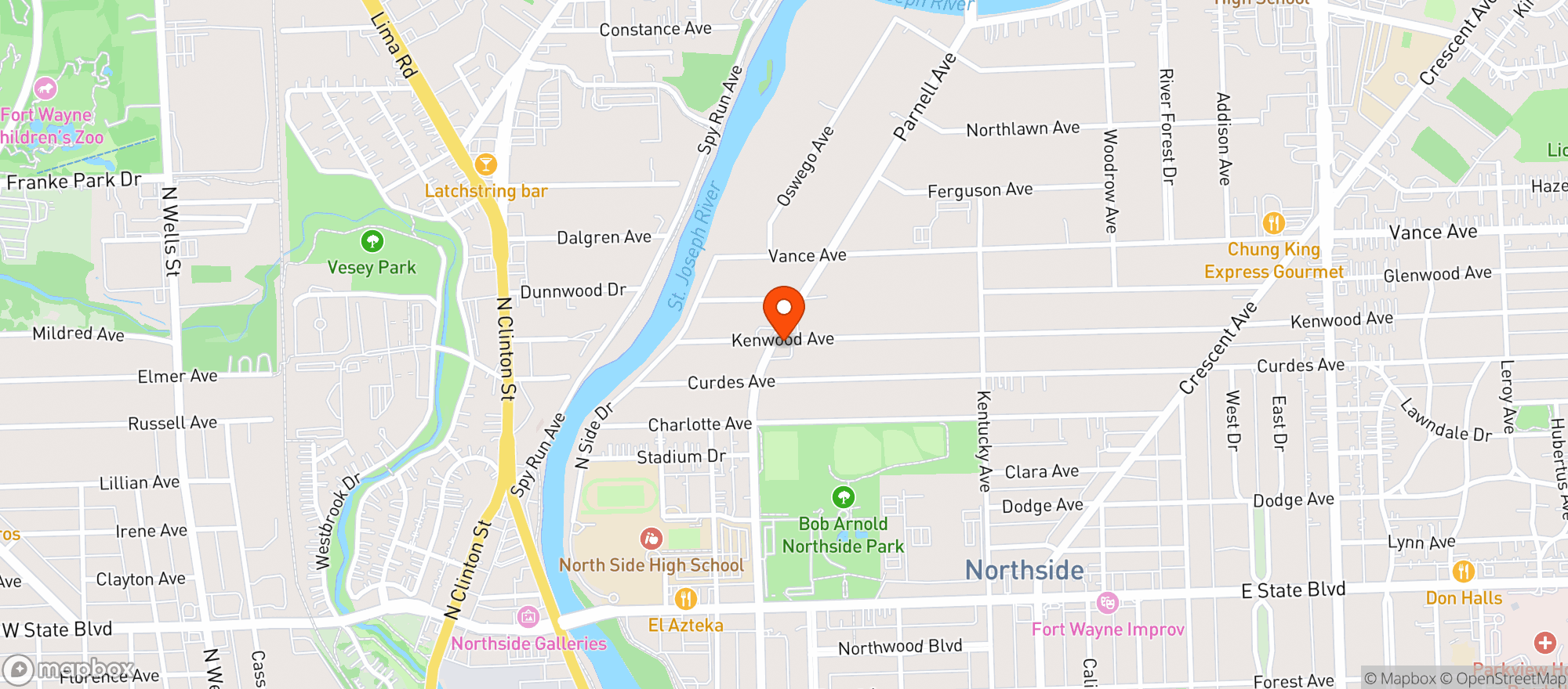 Map showing Shady Nook