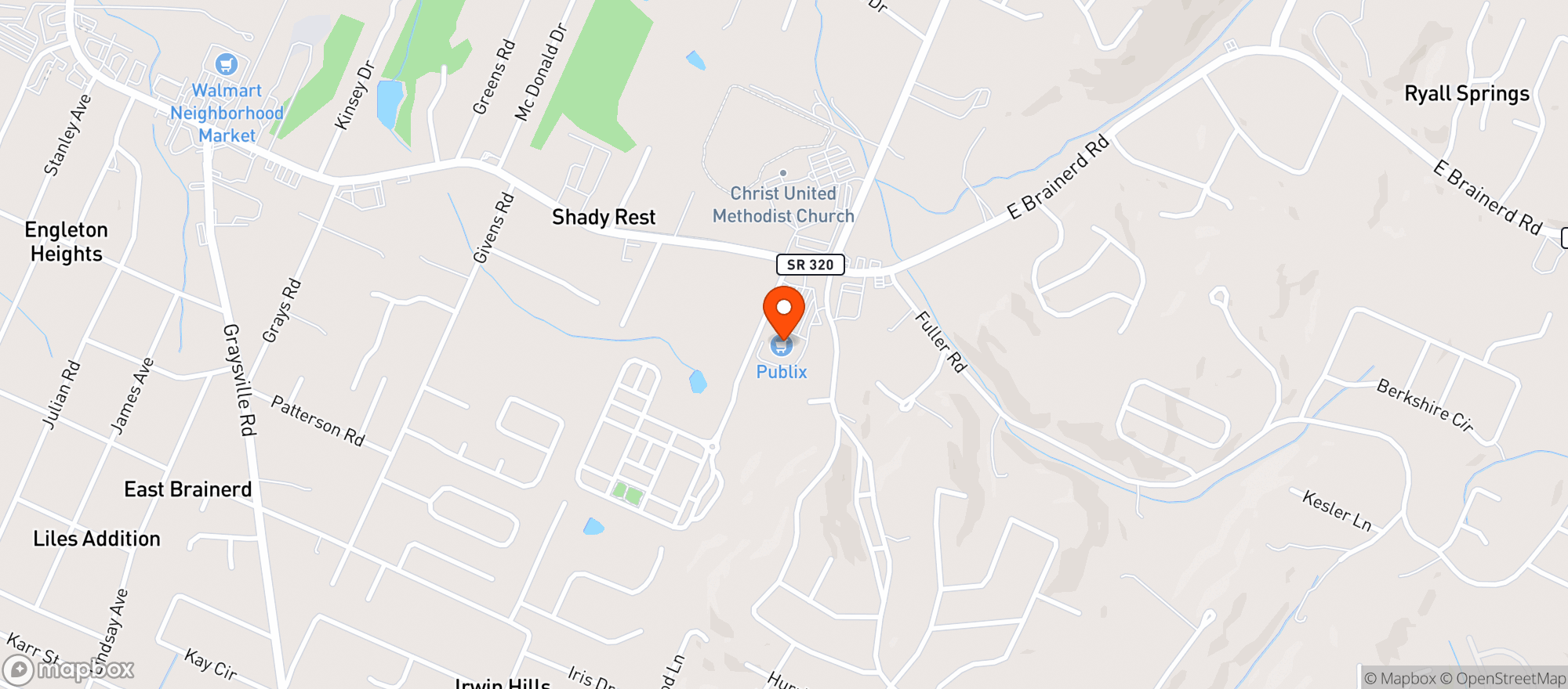 Map showing Publix