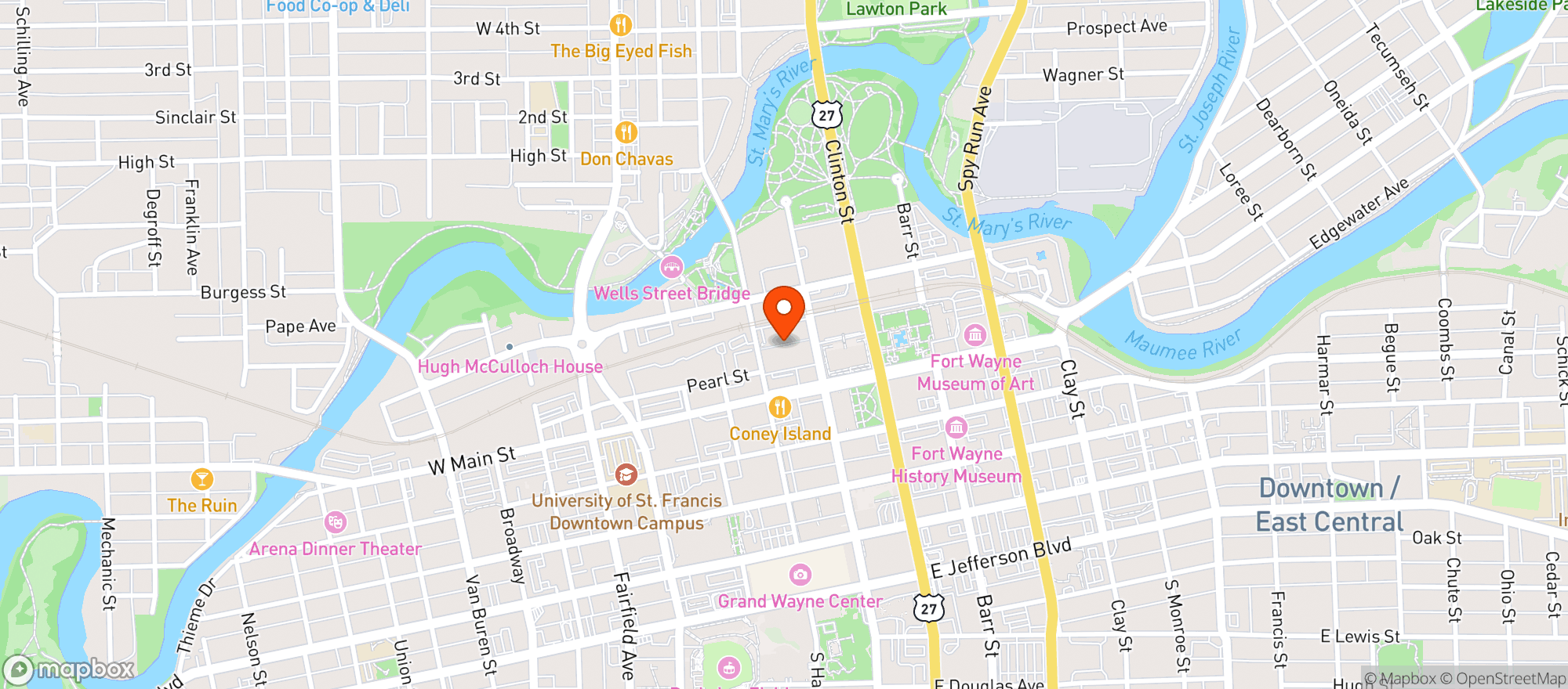 Map showing Bru Burger Bar