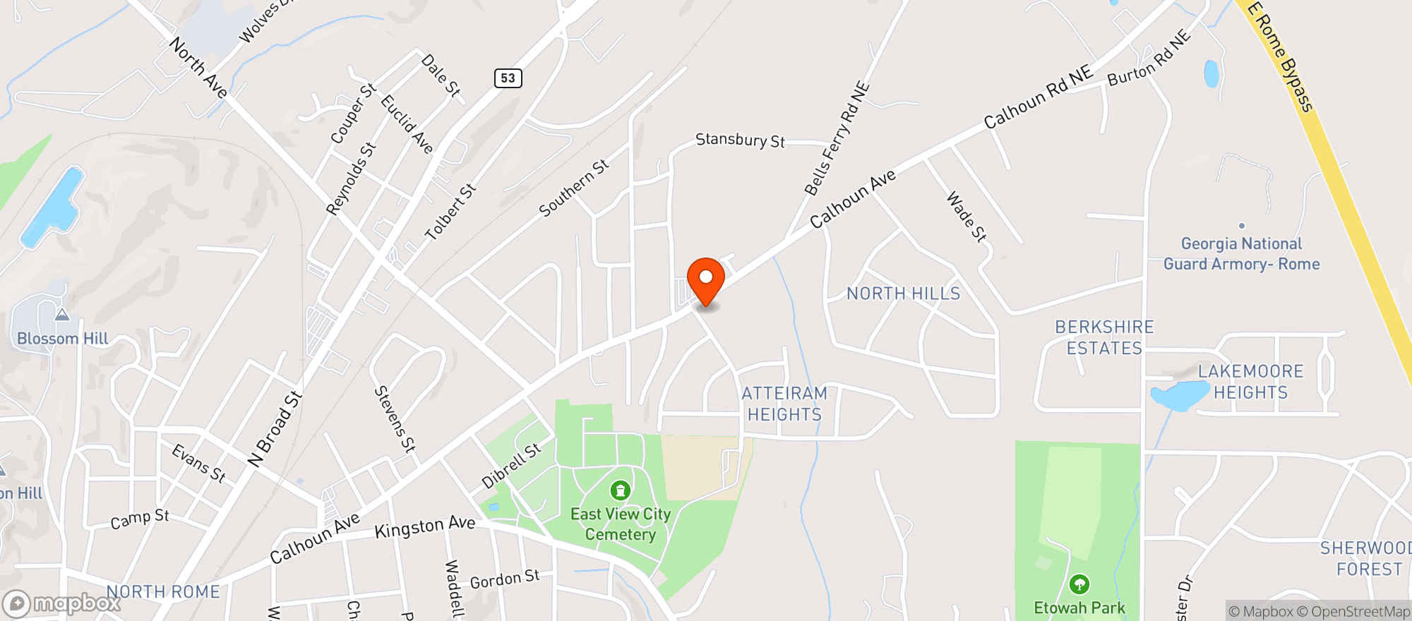 Map showing Calhoun Quick Stop