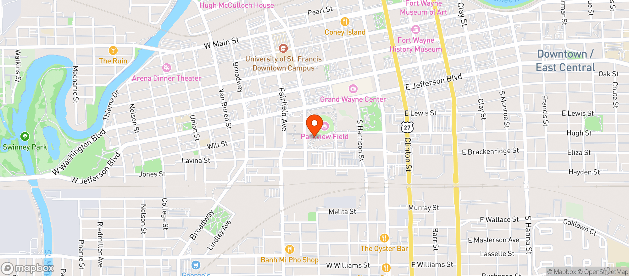 Map showing Parkview Field