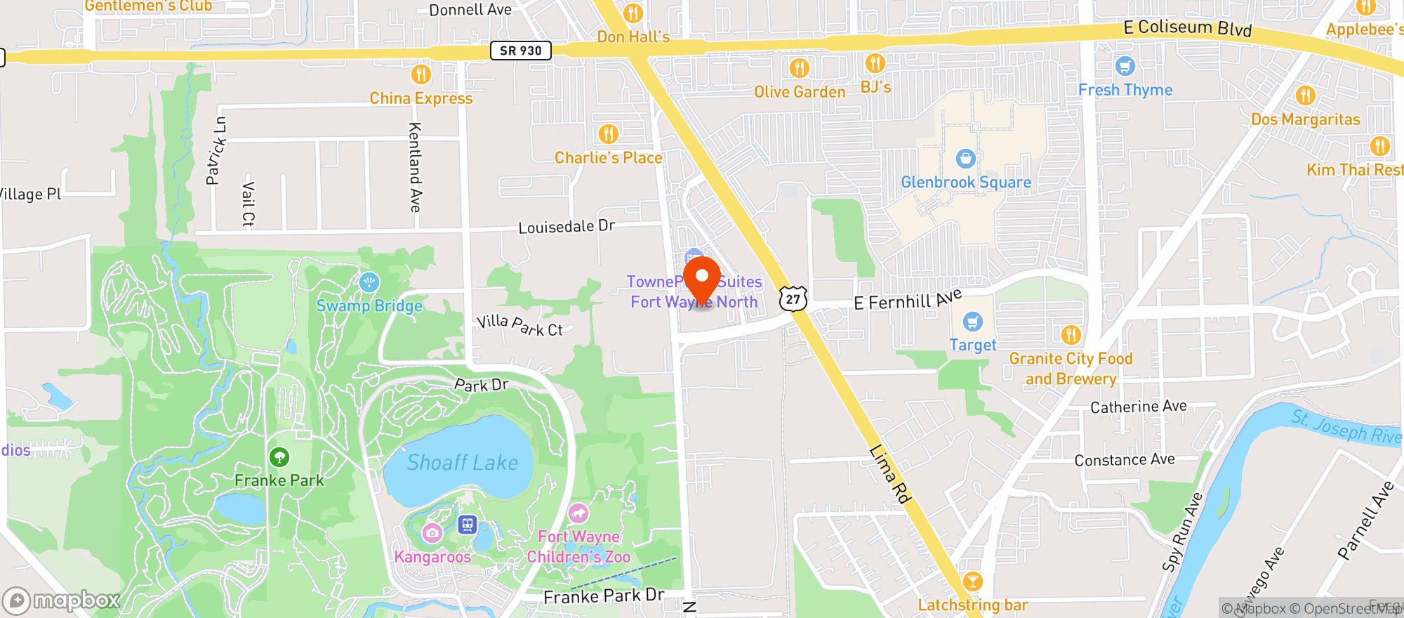 Map showing Sport One Parkview Ice House