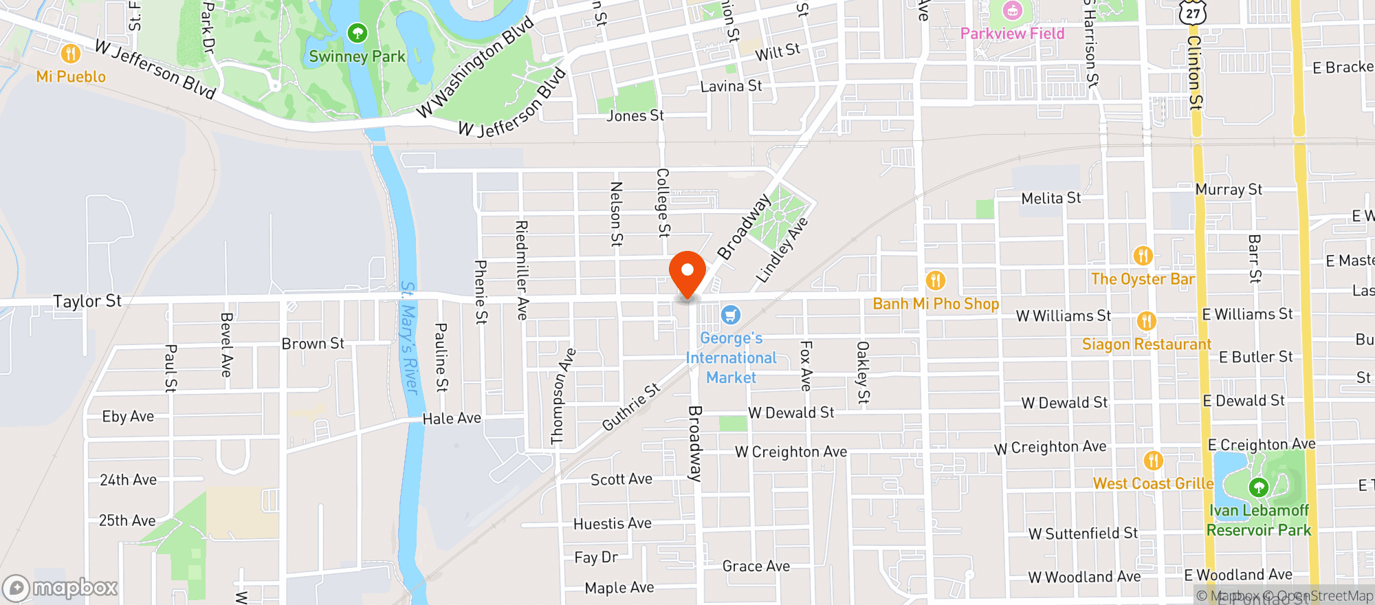 Map showing Mad Anthony Brewing Company