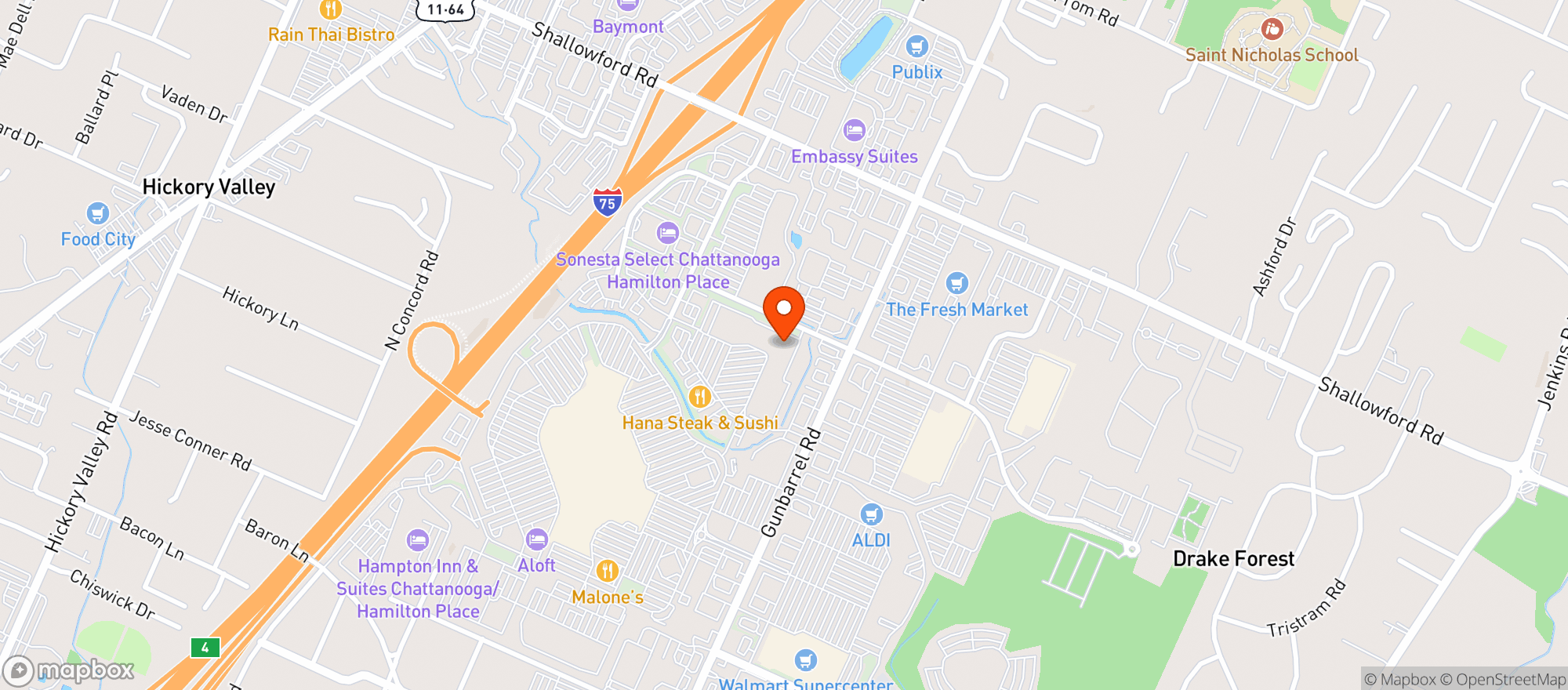 Map showing World Market Chattanooga