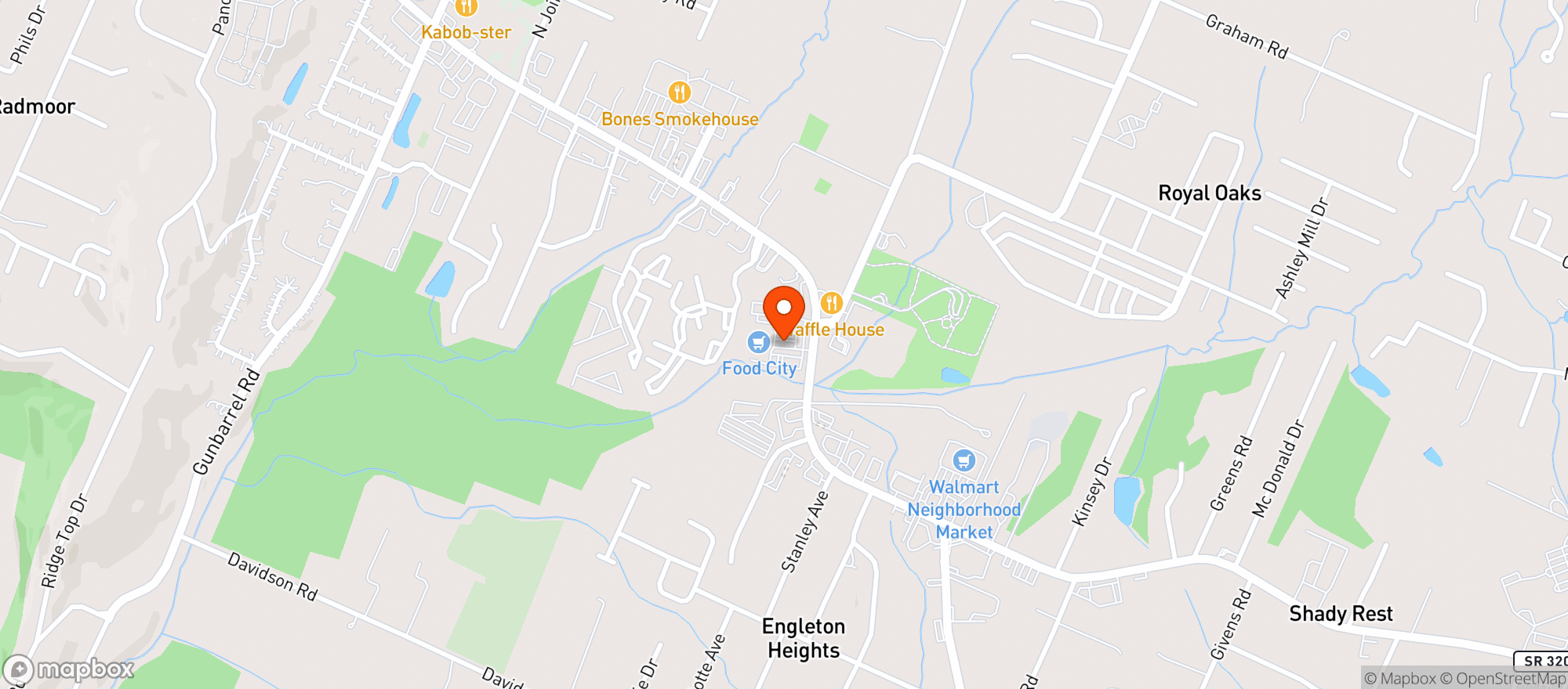 Map showing Food City