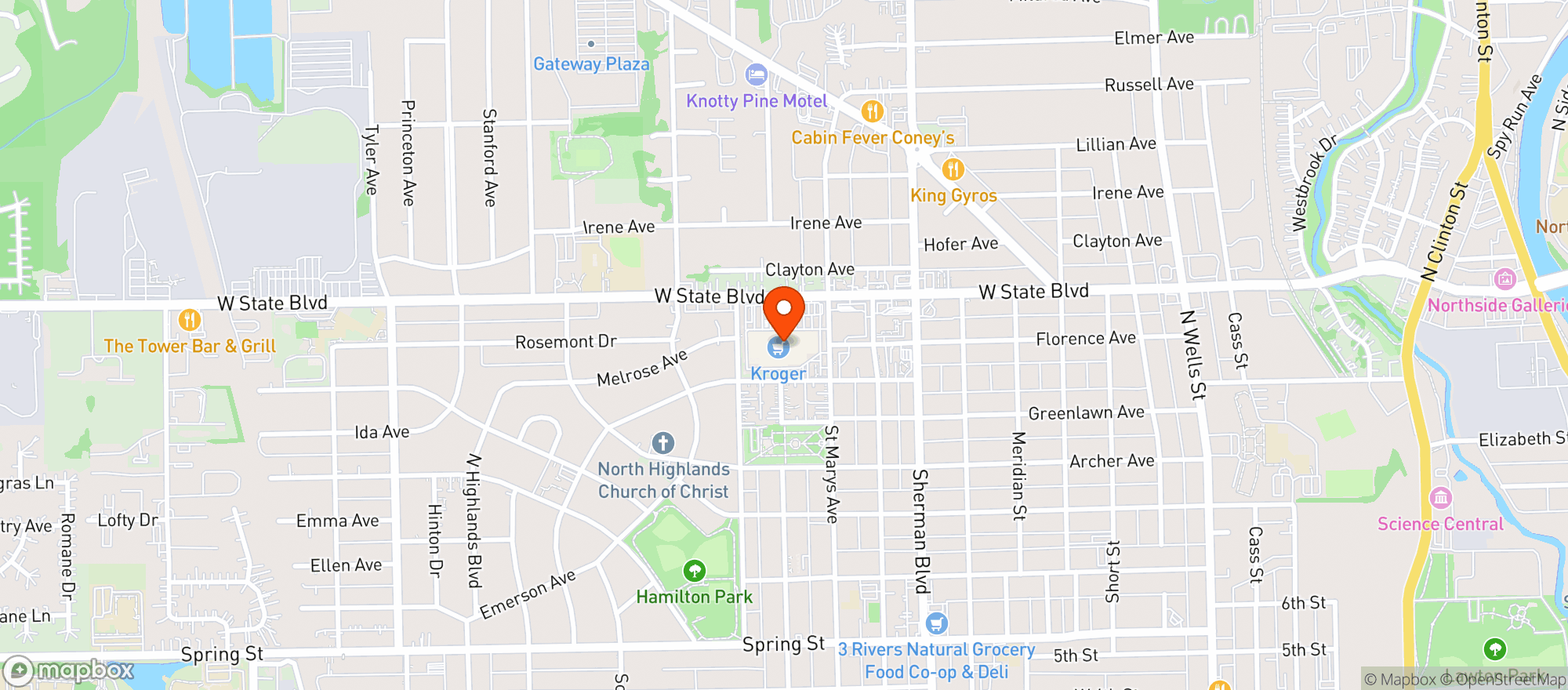 Map showing Kroger