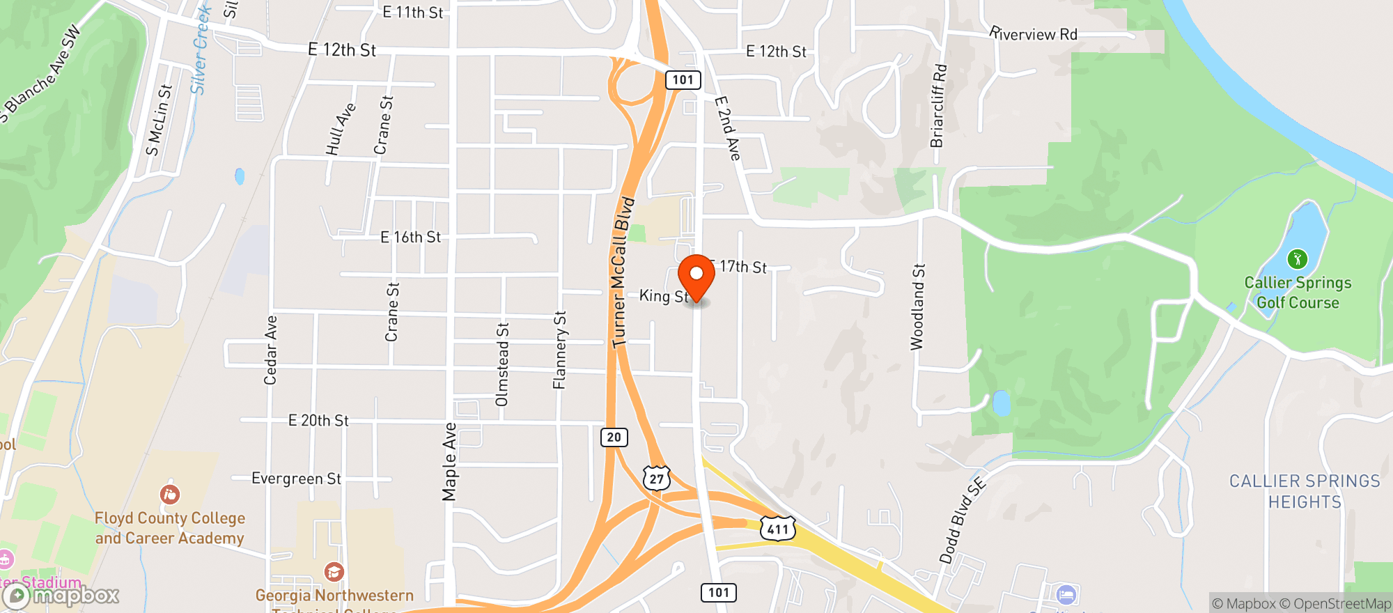 Map showing East Rome Beverage Center