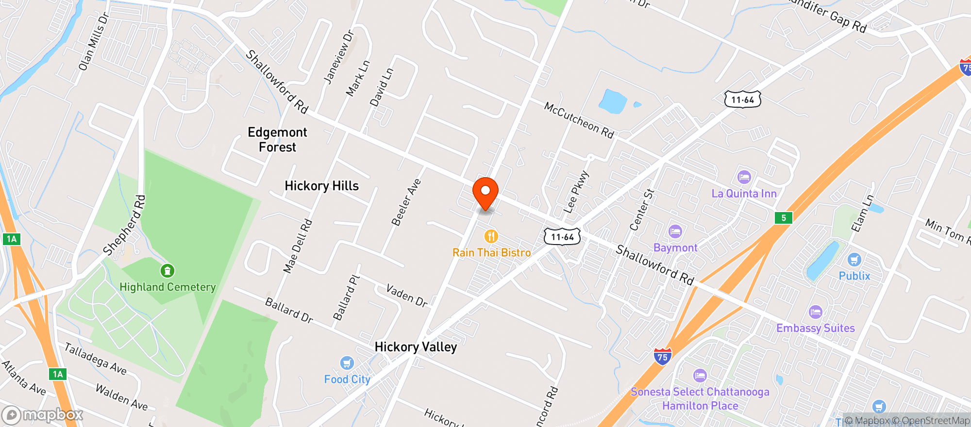 Map showing Chattanooga Wine & Spirits