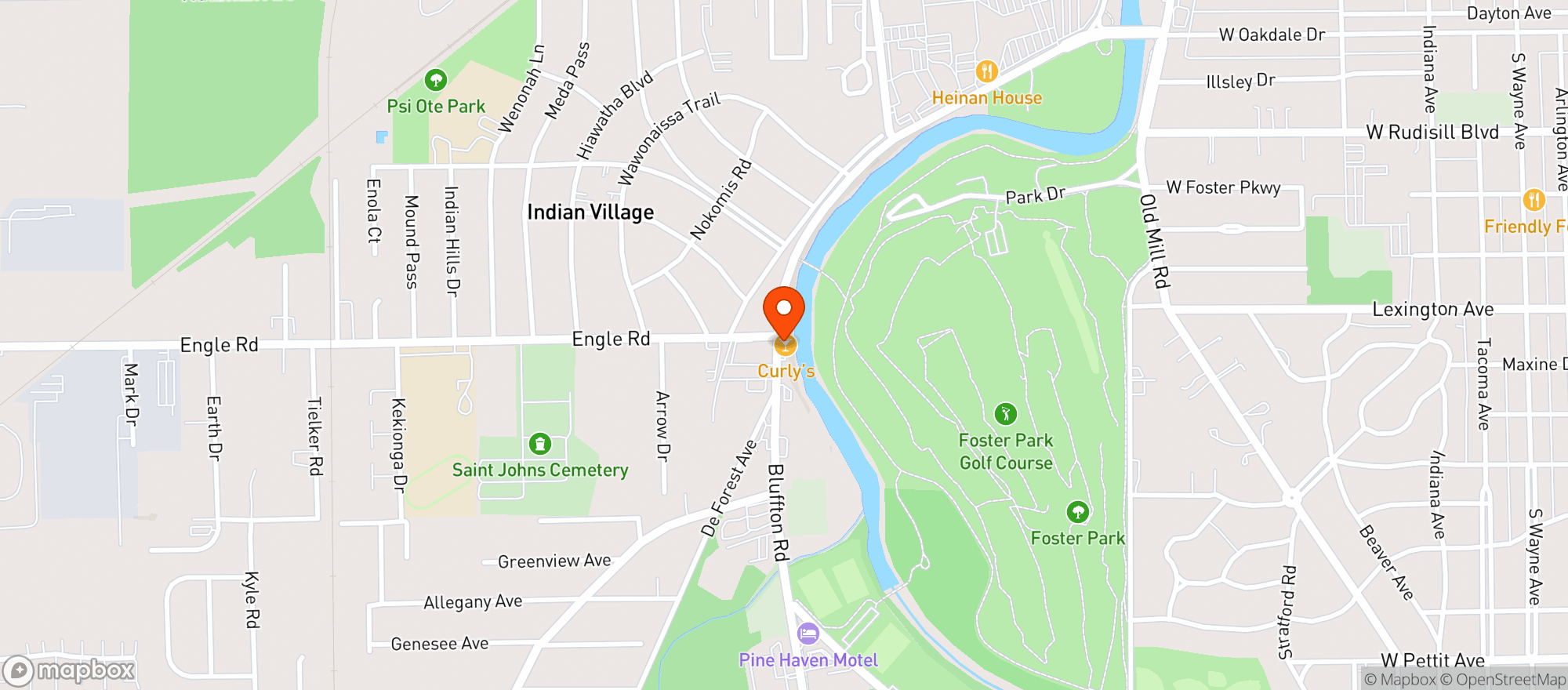 Map showing Curlys Village Inn