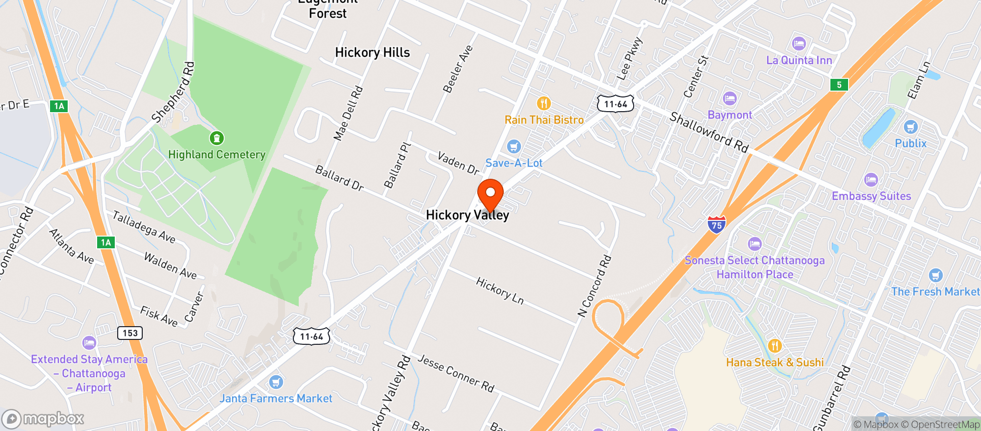 Map showing Cvs
