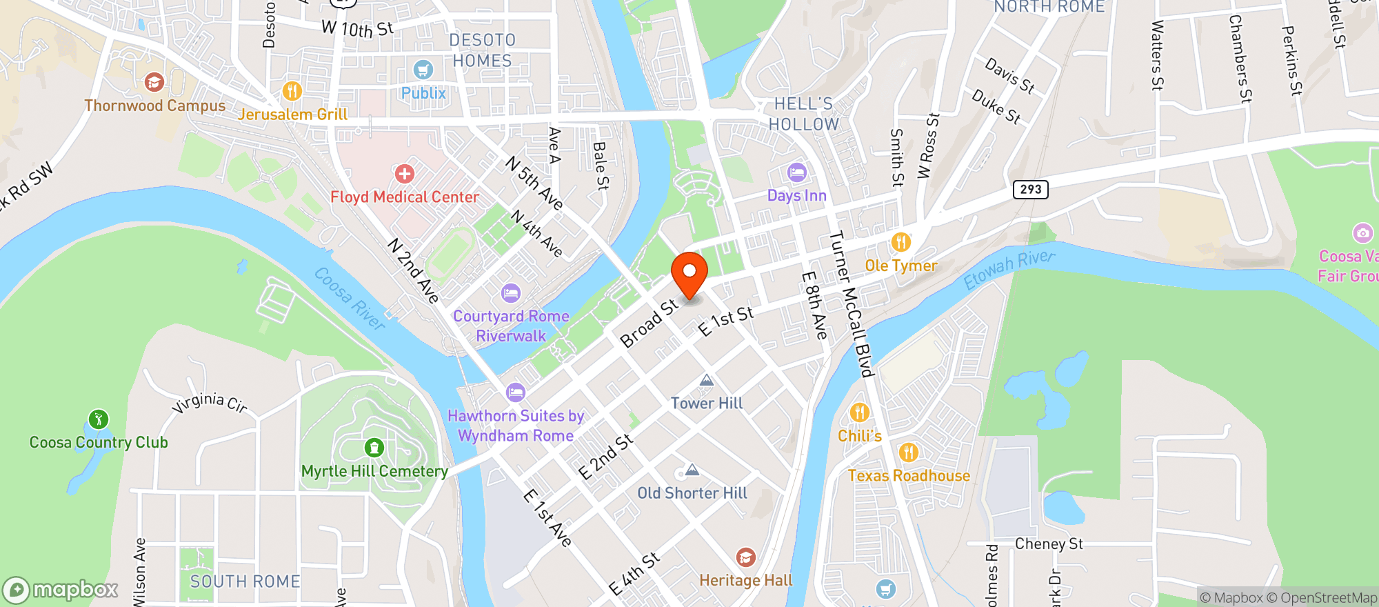 Map showing Traveling Gypsies And Kava Den - Rome - Broad Street