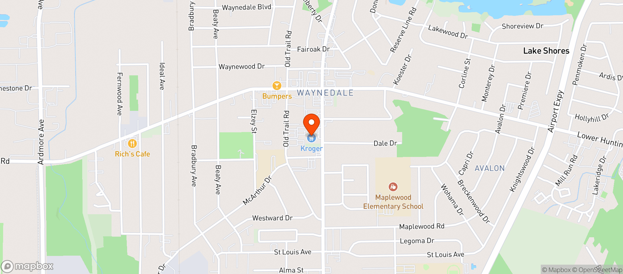 Map showing Kroger #410