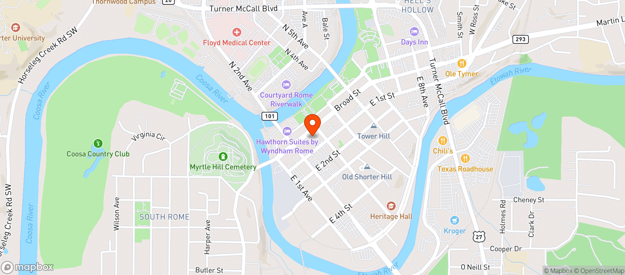Map showing Mellow Mushroom - Rome