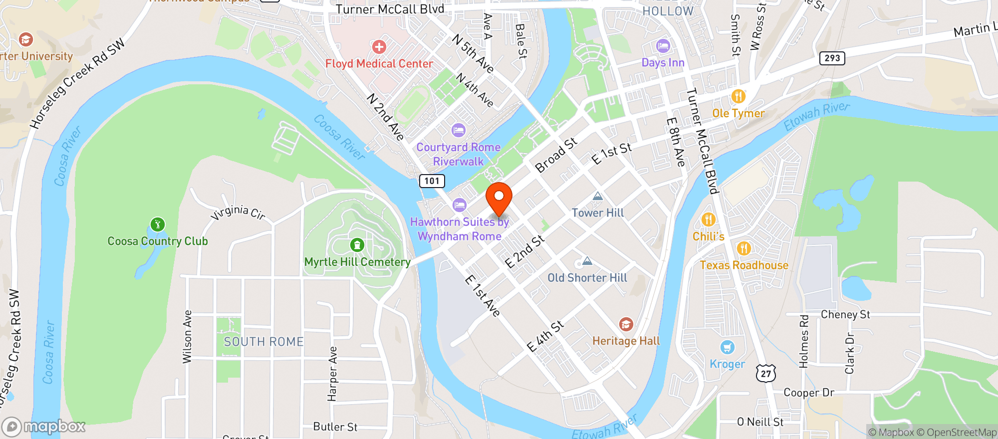 Map showing Harvest Moon Cafe