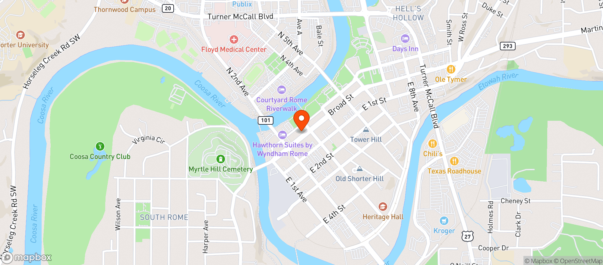 Map showing John Henry's Grill