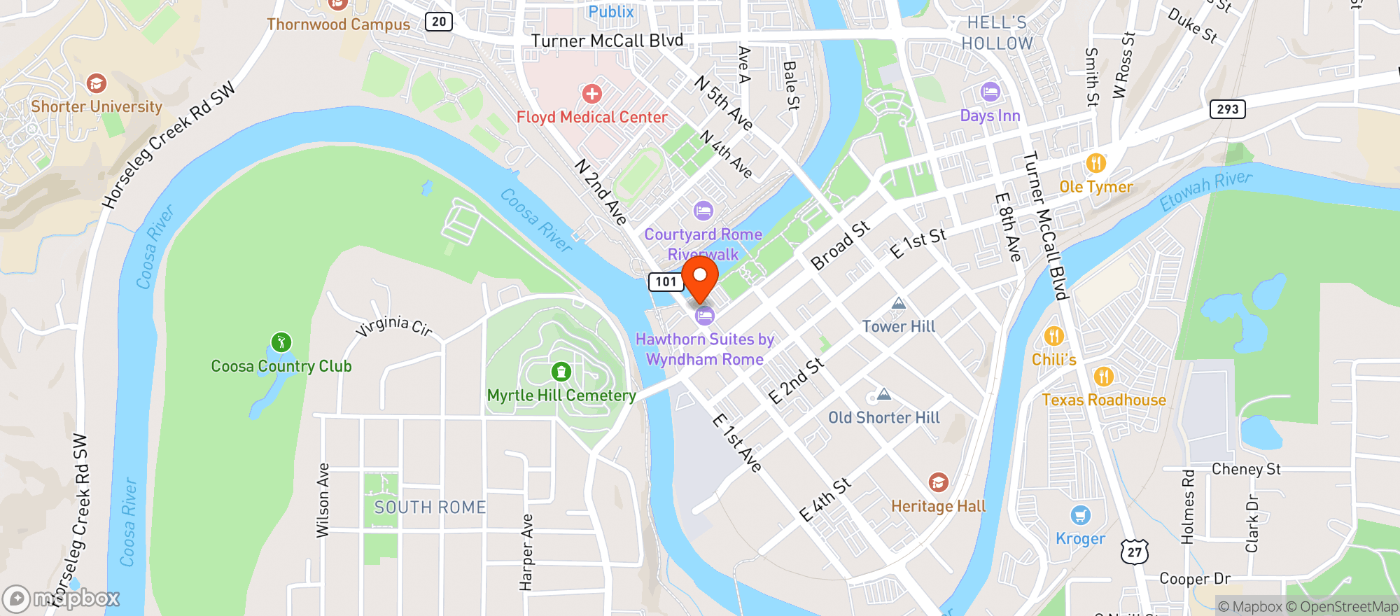 Map showing Hawthorn Suites