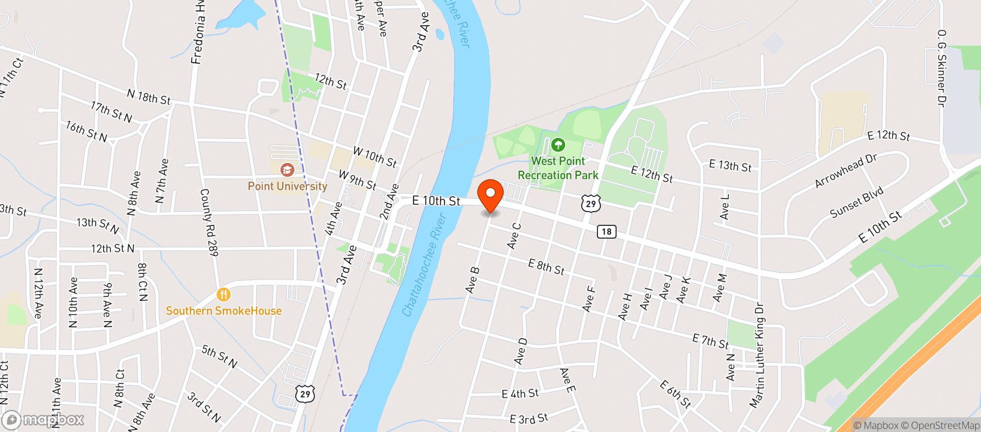 Map showing Big Johns Package Store