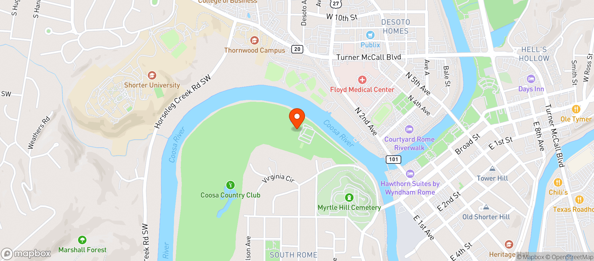Map showing Coosa Country Club