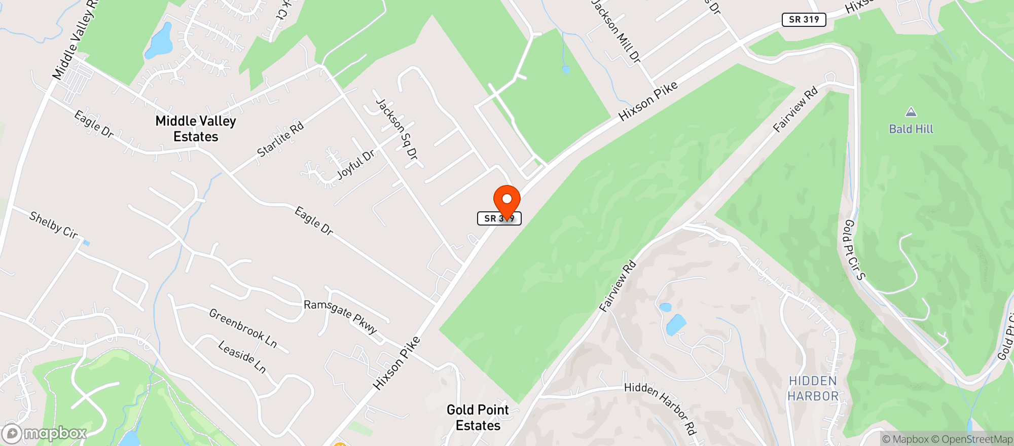 Map showing Hixson Smoke Shop