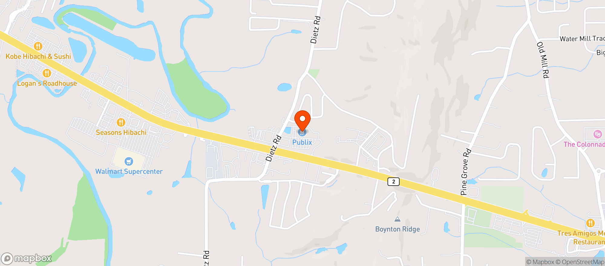 Map showing Publix