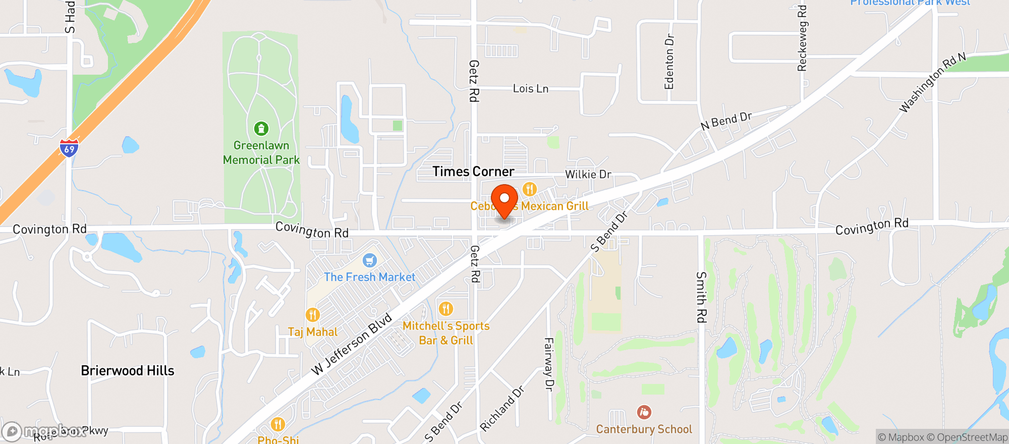 Map showing Belmont Beverage #15531