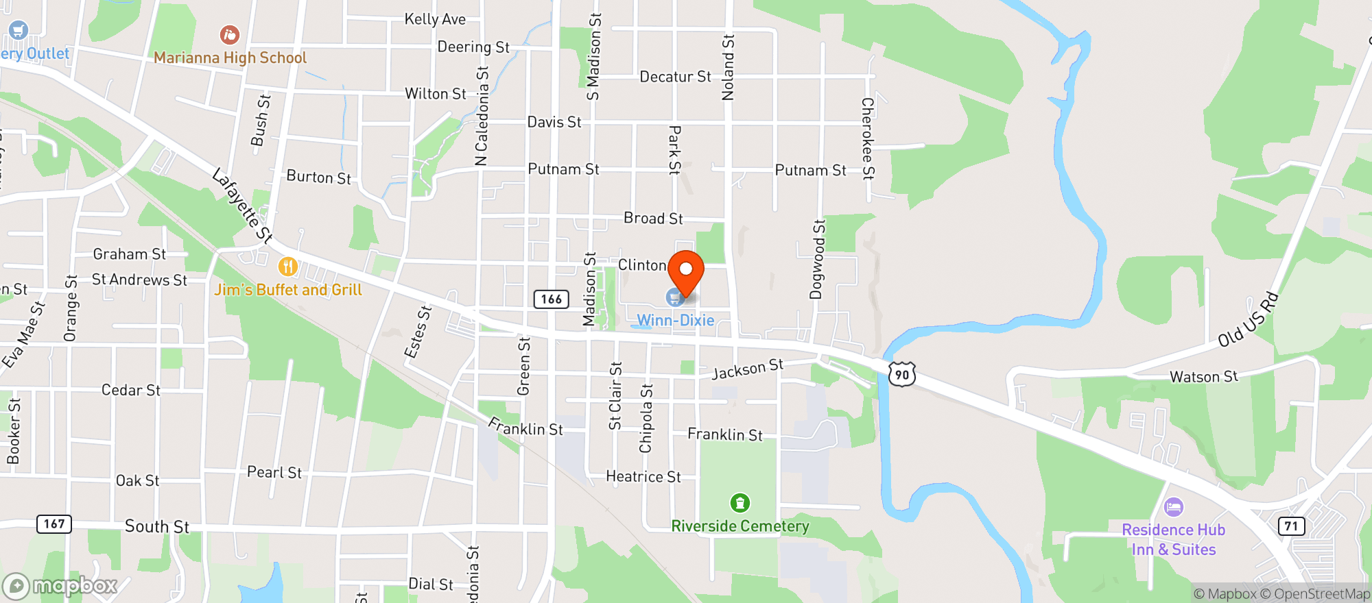 Map showing Winn Dixie Liquors #589