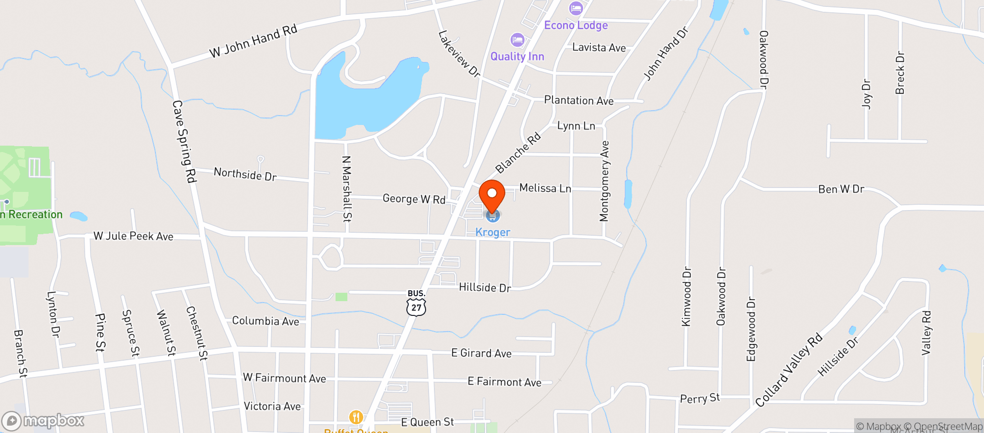 Map showing Kroger