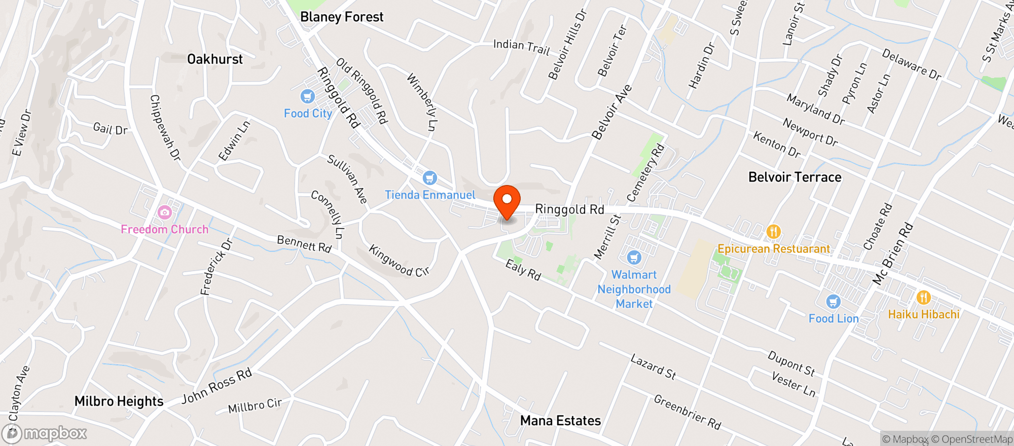 Map showing East Ridge Wine & Spirits
