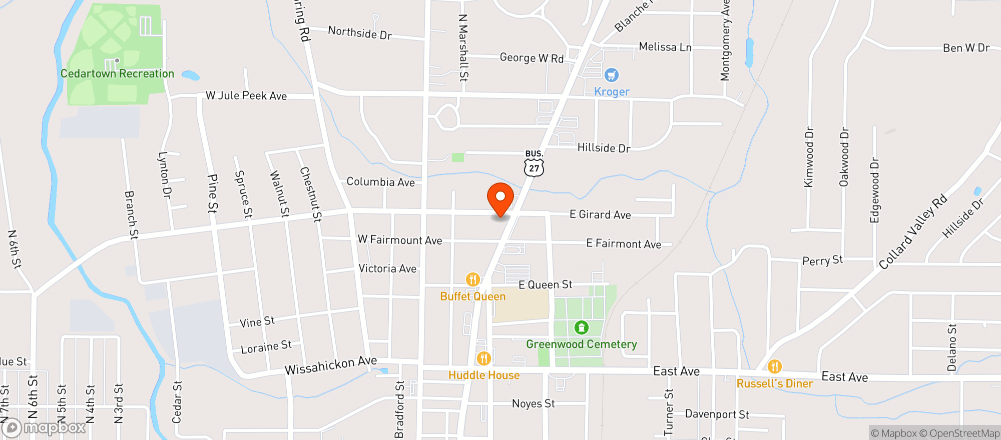 Map showing The Corner Store - Cedartown