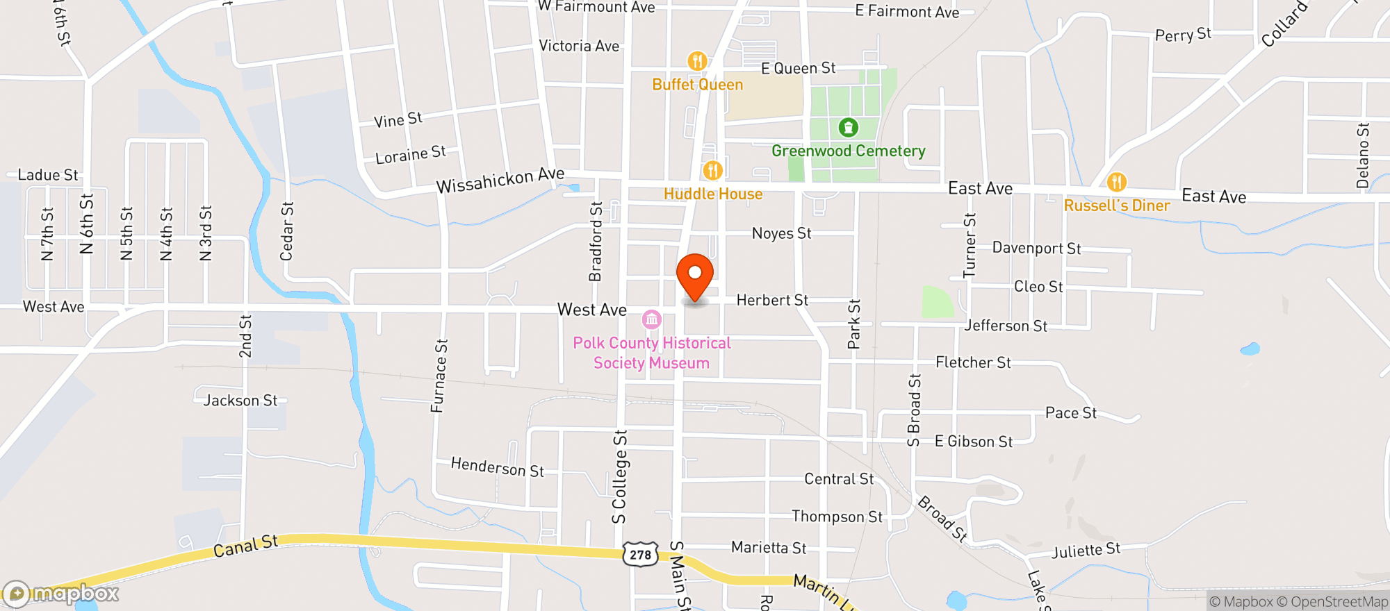 Map showing Cedar & Smoke Cigars