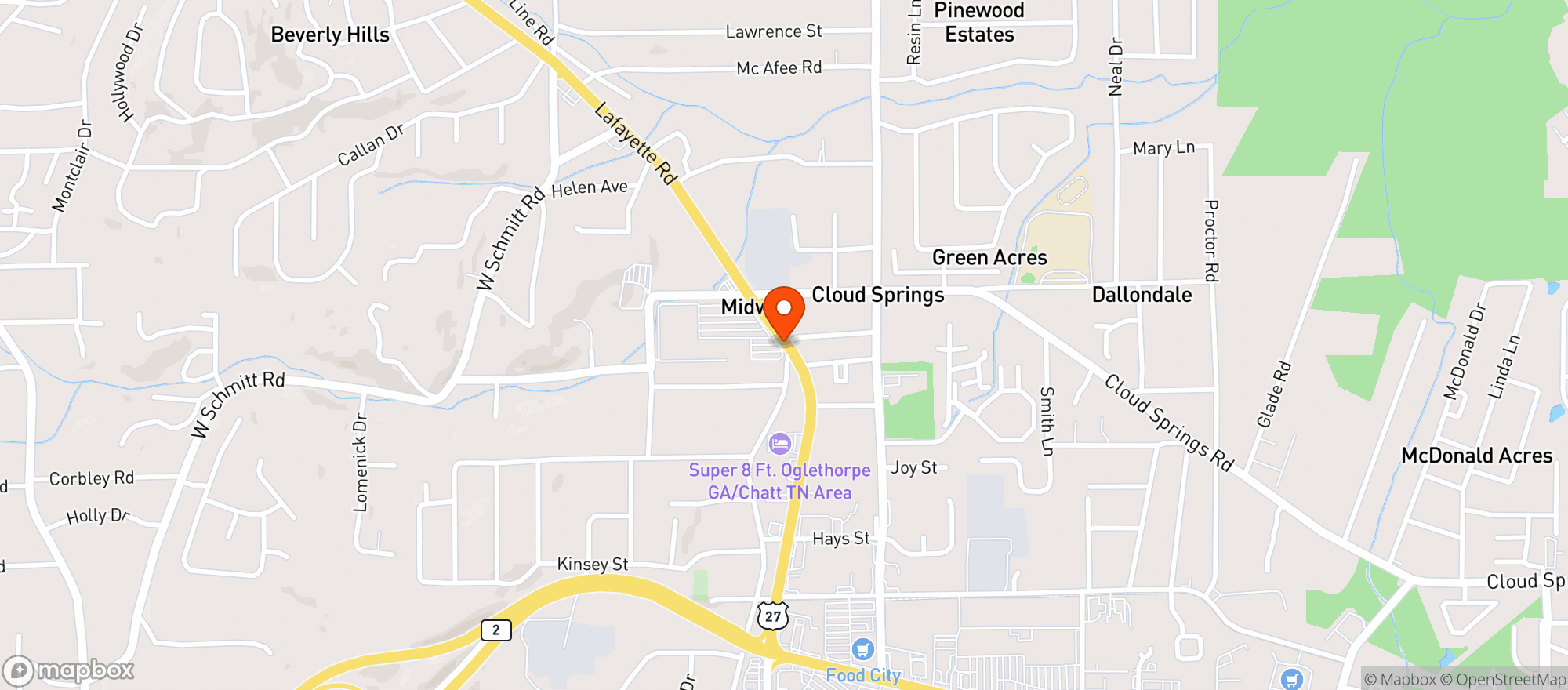 Map showing Beverage World - Ft. Oglethorpe