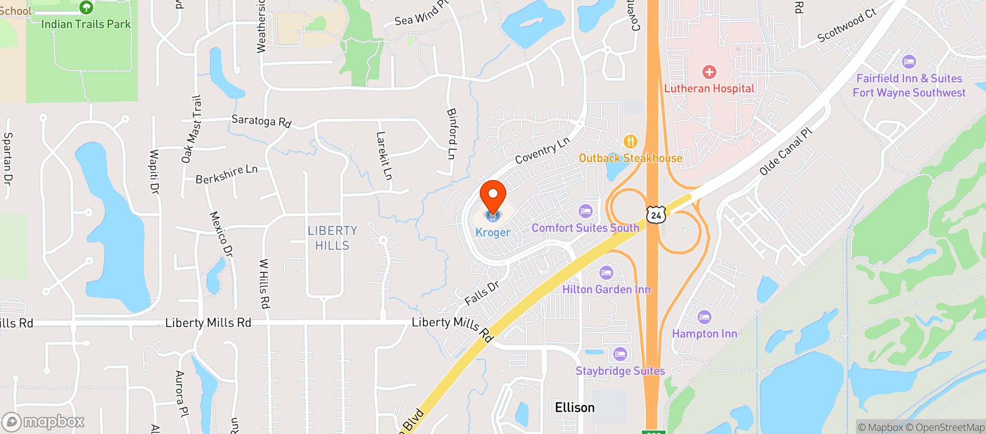 Map showing Kroger