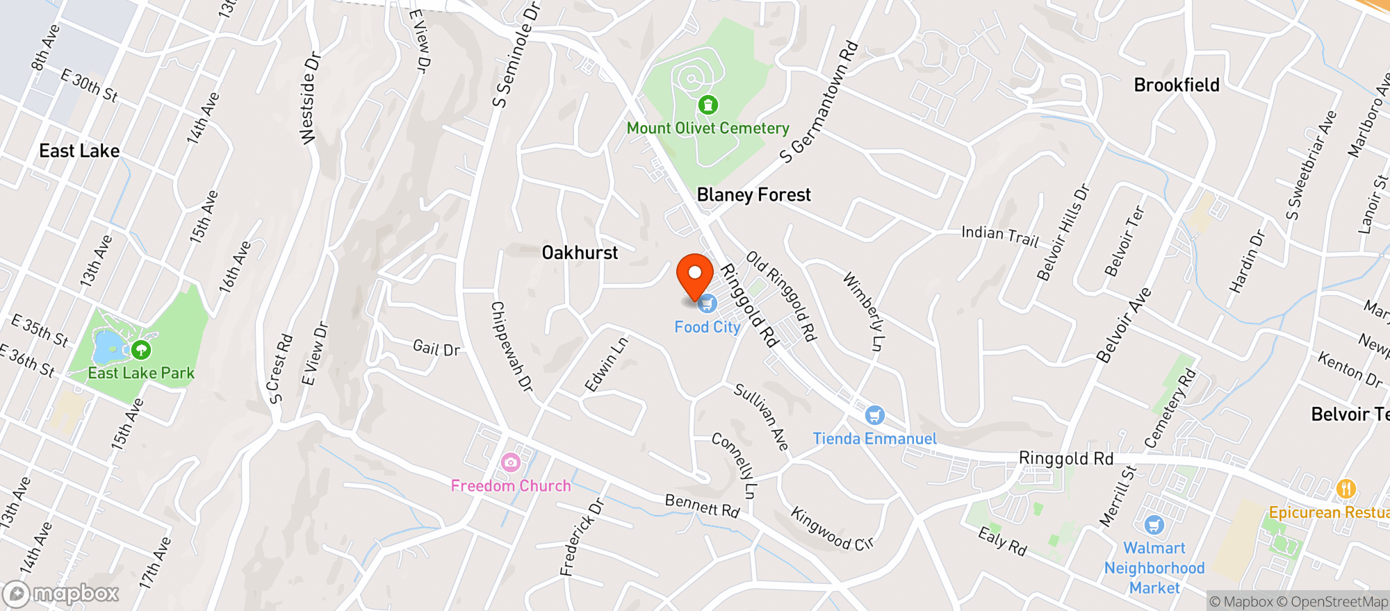 Map showing Food City