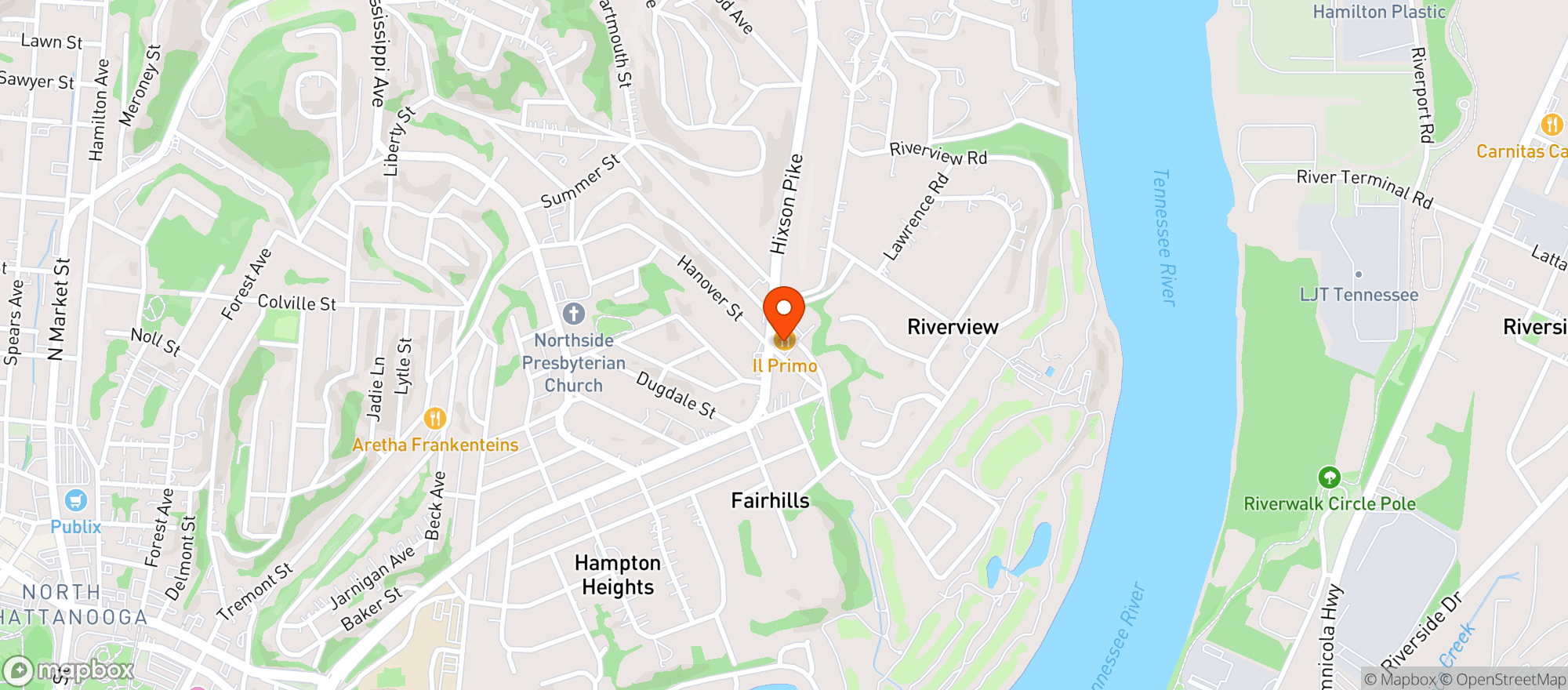 Map showing Primo Restaurant