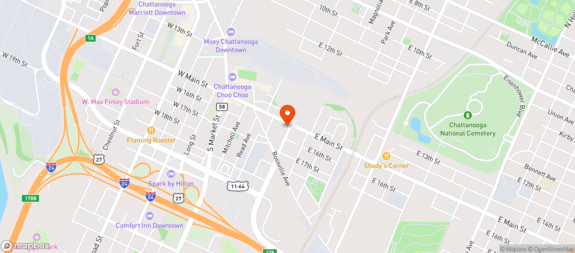Map showing Outpost Bar & Restaurant