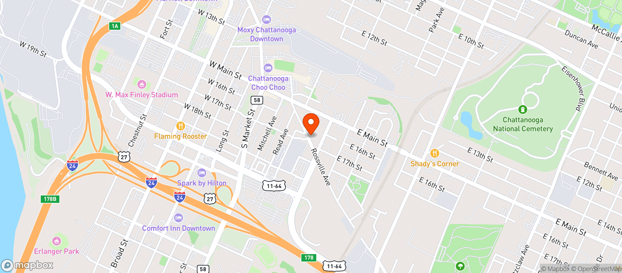 Map showing Exile Off Main St