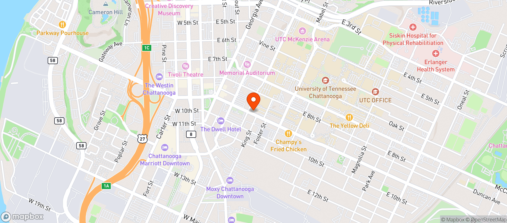 Map showing Grass Roots Downtown | Hemp Dispensary