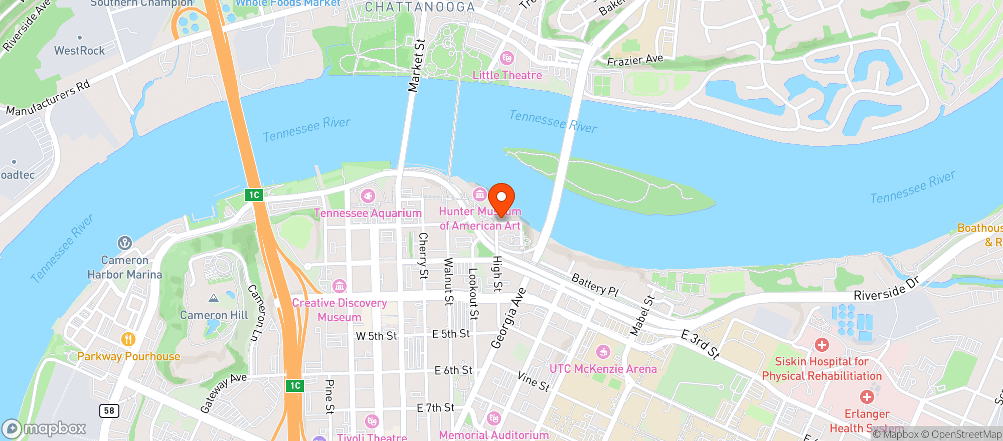 Map showing Bluff View Inn