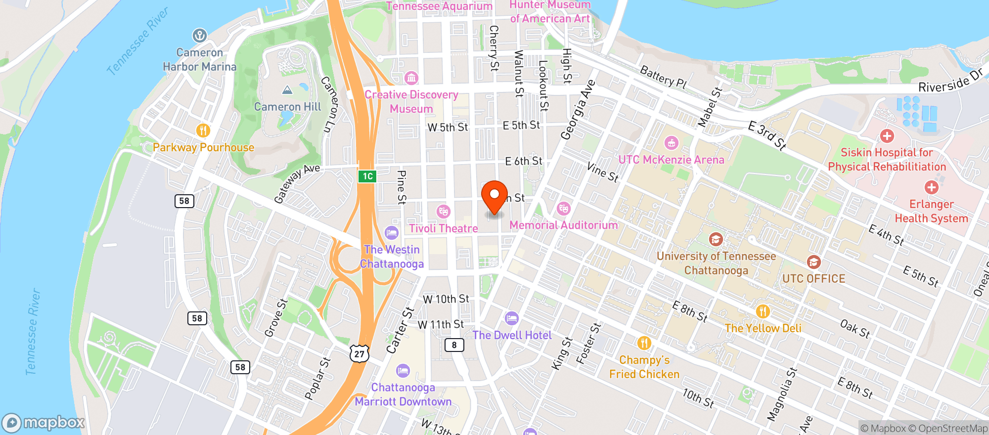 Map showing Cherry Street Tavern
