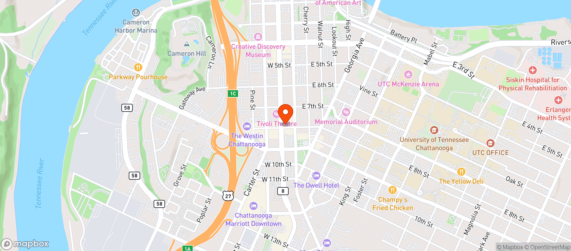 Map showing The Waymark Hotel