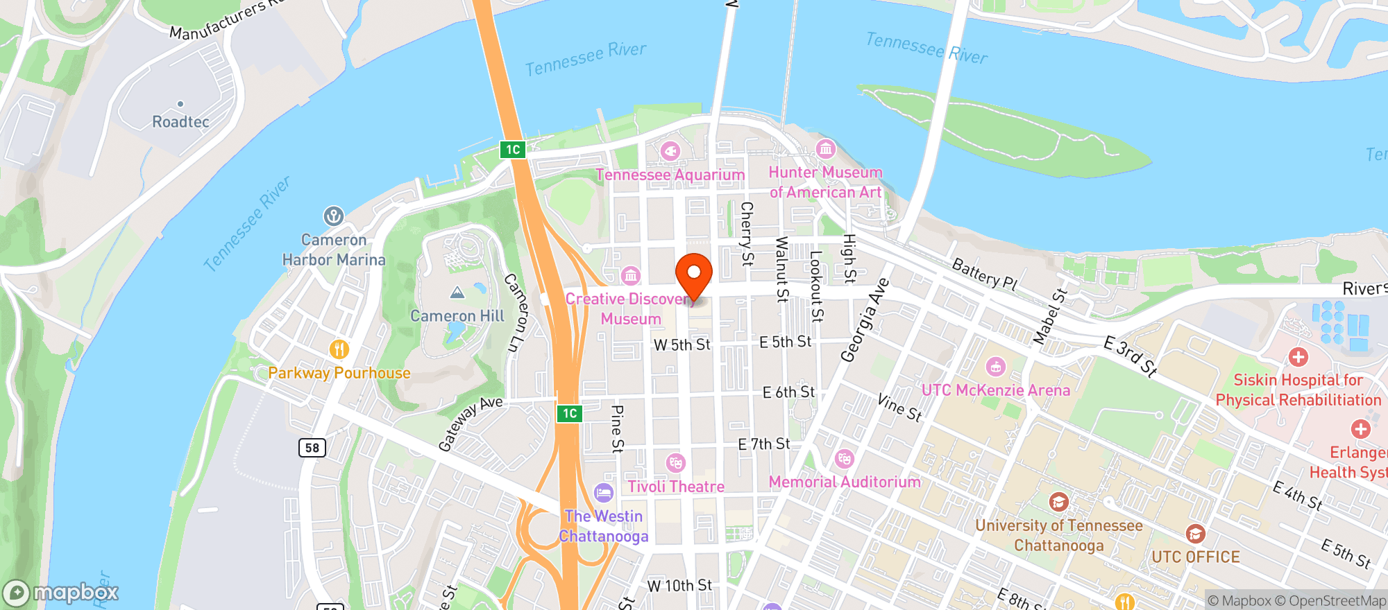 Map showing Lupi'S Pizza Pies (Chattanooga