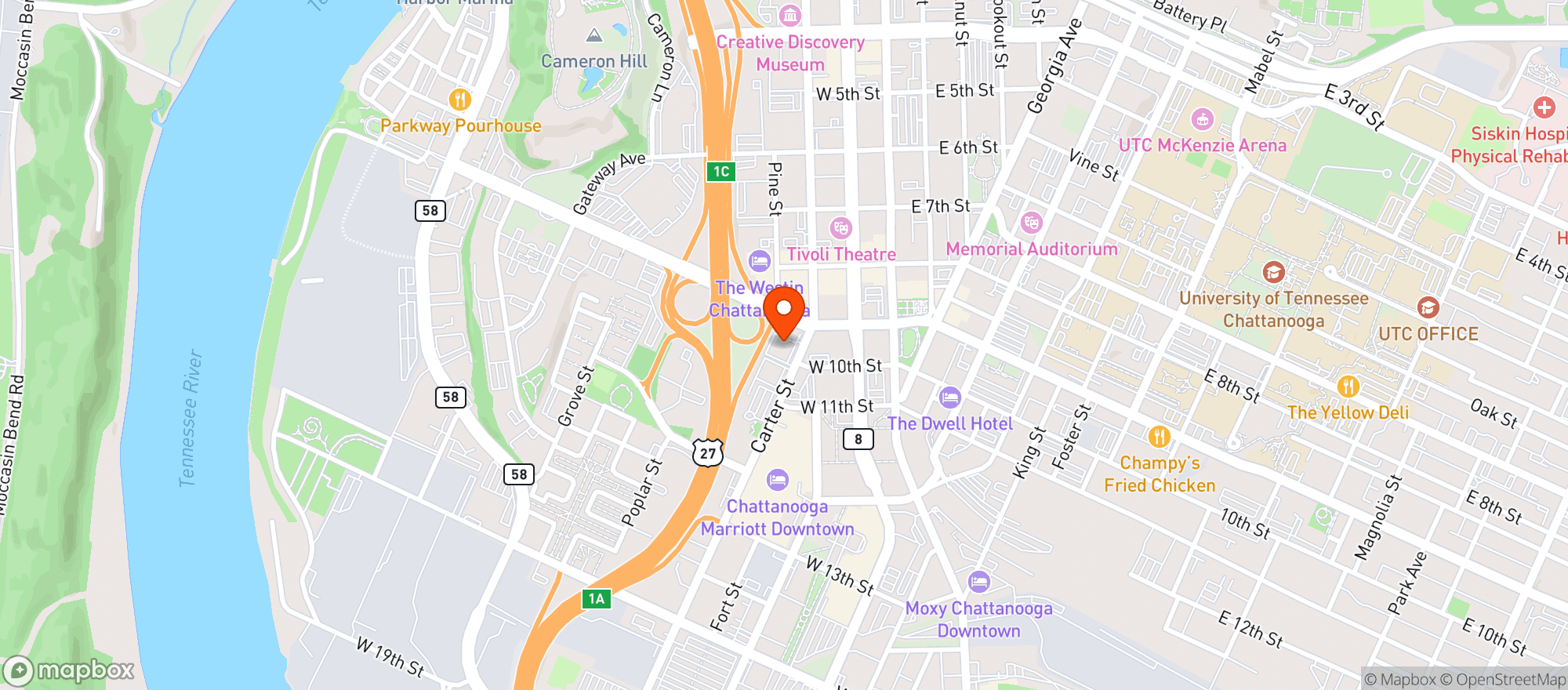 Map showing The Hotel Bo