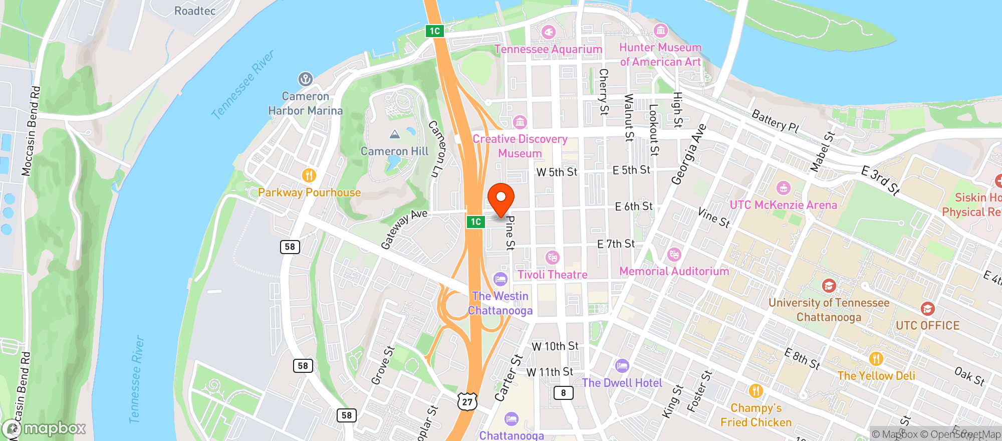 Map showing Hotel Indigo
